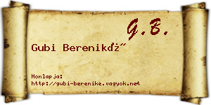 Gubi Bereniké névjegykártya