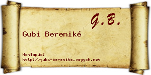 Gubi Bereniké névjegykártya